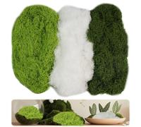 Hexizexi 300g Fake Moss Dark Green and Light Green and White Artificial Moss for Arts and Crafts Planters Model Making Festivals DIY