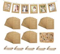 Hexizexi 50 Pcs 4x6 Inch Paper Photo Frames Brown Cardboard Photo Frames