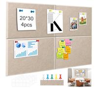 Hexizexi 60 x 40 cm Felt Board 4 Pcs 20 x 30 cm Dark Camel Bulletin Board with 60 Pushpins and 40 Adhesive Tabs for Walls Home Office School
