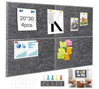Hexizexi 60 x 40 cm Felt Board 4 Pcs 20 x 30 cm Dark Gray Bulletin Board with 60 Pushpins and 40 Adhesive Tabs for Walls Home Office School