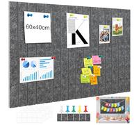 Hexizexi 60 x 40 cm Large Felt Board 4 Pcs 20 x 30 cm Dark Gray Bulletin Board with 60 Pushpins and 40 Adhesive Tabs for Walls Home Office School