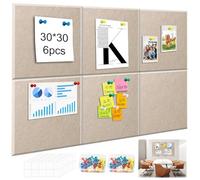 Hexizexi 90 x 60 cm Felt Board 6 Pcs 30 x 30 cm Dark Camel Bulletin Board with 70 Pushpins and 60 Adhesive Tabs for Walls Home Office School