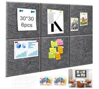 Hexizexi 90 x 60 cm Felt Board 6 Pcs 30 x 30 cm Dark Gray Bulletin Board with 70 Pushpins and 60 Adhesive Tabs for Walls Home Office School