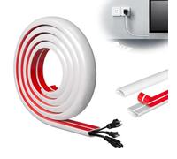 Hexizexi Mini White Cable Trunking 2m Self Adhesive Cable Cover 30x10mm | TV Cable Hider Half Round Flexible Cord Trunking Wire Covers Hider for Wall Floor Ceiling Cables Management in Home Office