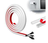 Hexizexi Mini White Cable Trunking 5m Self Adhesive Cable Cover 15x10mm Silicone Cable Trunking Half Round Flexible Cord Trunking Wire Covers for Wall Floor Ceiling Cables Management in Home & Office