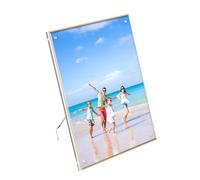 Hexsonhoma Clear 20 x 25 cm Picture Frame with Gold Edge, Acrylic Picture Frame for Wedding, Family, Pet, Graduation Photo, Menu Holder, Advertising Sign Dislay Holder