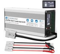 Hexwatt 14.6V 20A LiFePO4 Lithium & 12V AGM Lead-Acid All in One Battery Charger with LCD Display, 5A-20A Adjustable Current, Anderson Connector Maintainer Trickle Charger Car, RV, Marine, Boat,Solar
