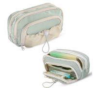 Hexwell Pencil Case for School Kids Multi Compartment Pencil Case for Girls - Large Capacity Kawaii Pencil Pouch with Zipper - Aesthetic Pencil Pouch for Stationary, Green 839, 23 x 12 x 7 Cm, New