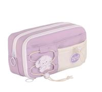 Hexwell Pencil Case for School Kids Multi Compartment Pencil Case for Girls - Large Capacity Kawaii Pencil Pouch with Zipper - Aesthetic Pencil Pouch for Stationary, Purple 605, 23 x 12 x 7 Cm, New