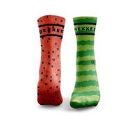 HEXXEE 2Lines Watermelon Odd Socks Running Socks Women - Cushioned Sports Socks with Arch Support, Breathable Anti-Blister Hiking Work Socks, Gifts for Socks - 4-7 UK / 6-9 US