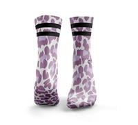 HEXXEE 2Stripe Leopard Print Socks Purple - Womens: 4-7 UK / 6-9 US