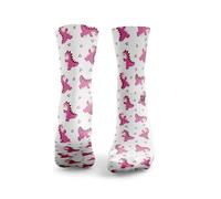 HEXXEE Crew Dino's Socks - Pink - Womens 6-8.5 UK / 6-8.5 US