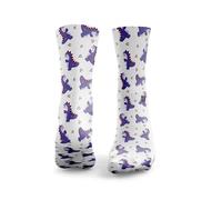 HEXXEE Crew Dino's Socks - Purple - Men's 9-11.5 UK / 9-12 US