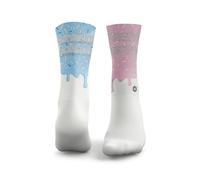 HEXXEE Iced Donuts Glitter Crew Socks Women - Cushioned Breathable Womens Crew Socks with Arch Support, Anti Blister Soft Cotton Crew Length Socks, Sparkly Striped Casual - Odd, 4-7 UK / 6-9 US