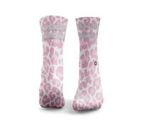 HEXXEE Leopard Print Glitter Womens Crew Socks - Cushioned Breathable Crew Socks Women with Arch Support, Anti Blister Running Gym Casual Crew Length Socks - Pink, 4-7 UK / 6-9 US