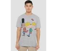 Hey Arnold Arnold & Gerald Leaning Unisex T-Shirt, Athletic Heather in Light Grey | Size: XL Hey Arnold Light Grey XL