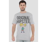 Hey Arnold Original Hipster Unisex Adult T-Shirt, Athletic Heather in Light Grey | Size: Large Hey Arnold Light Grey L