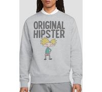 Hey Arnold Original Hipster Unisex Crew Sweatshirt, Athletic Heather in Light Grey | Size: 2XL Hey Arnold Light Grey 2XL