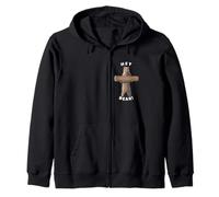 Hey Bear! Funny Hiking Outdoors Black Grizzly Bear Survival Zip Hoodie