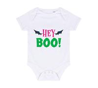 Hey Boo Bats Halloween Statement Baby Grow Vest, 0-3 Months, White