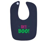 Hey Boo Bats Halloween Statement Cotton Baby bib - Navy