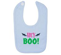 Hey Boo Bats Halloween Statement Cotton Baby bib - Pastel Blue