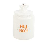 Hey Boo Ghost Storage Jar - Cute Ceramic Treat Container For Halloween