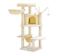 Hey-brother Cat tree, 128 cm Cat tower with Large condo, Beige MPJ016M