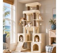 Hey-brother Cat Tree,72.8 inch Cat Tower with 3 Condos,2 Platforms,Hammock,Scratching Posts,Beige Brown MPJ073MJ