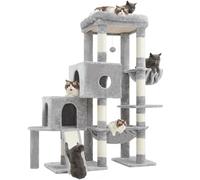 Hey-brother Cat Tree Tower, Scratching Posts with Big Platform, 2 Condos, Spacious Hammock, Cozy Basket, Sisal Board for Indoor Large Adults, 50 Inches Progressive Climbing House, Light Gray MPJ071W