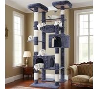 Hey-brother Tall Cat Tree Tower, Heavy Duty Scratching Posts with Large Platforms, Cozy Condos, Big Hammock, Toy Balls, Multi-Level Furniture for Indoor Adult Cats, 80.7 Inches, Smoky Gray MPJ039G