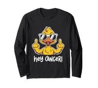Hey Cancer F U Sunglasses Duck Flipping The Bird F ck Cancer Long Sleeve T-Shirt