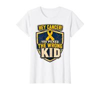 Hey Cancer You Picked the Wrong Kid Courage Shield Value Graphic T-Shirt, Women, White, XL