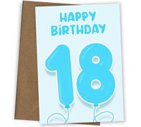 Hey Chimp 18th Birthday Card for Boys - Blue Balloons for 18 Year Old Boy, Son or Grandson, 18th Birthday Card, Blue Balloons