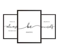 Hey Chimp 3 Motivational Posters for Walls in Home, Office or Classroom - Inspirational Positive Quotes to Believe in Yourself for Motivation Health Mood Positivity - Unframed A4 Black and White
