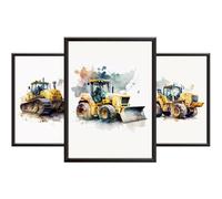Hey Chimp Construction Vehicle Posters for Boys Bedroom Wall Art Decor - Toddlers Bedroom Pictures Bulldozer Loader Excavator. Unframed Boys Wall Art Posters/Set of 3 A4 Digger Print