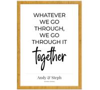 Hey Chimp Couples Affirmation Poster - We Go Through Together - Personalised Canvas Prints and Framed Wall Art for Couples Unique Ideas for Boyfriends Husband Wife Couple - A2 Oak Frame - 420 x 594mm