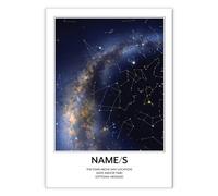 Hey Chimp Custom Star Map Personalised Night Sky Wall Art Picture - Night Sky at Exact Moment - Wedding Keepsake, Anniversary Ideas or Wall Art - A4 Print Only - 210 x 297mm