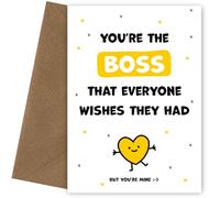 Hey Chimp Cute Boss Birthday Cards - You're the Boss Everyone Wishes they Had - Happy Birthday Card that's a Heartfelt, Special Keepsake (But You're Mine)