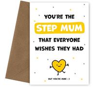 Hey Chimp Cute Step Mum Birthday Cards from Daughter or Son - You're the Step Mum Everyone Wishes they Had - Happy Birthday Card that's a Heartfelt, Special Keepsake (But You're Mine)