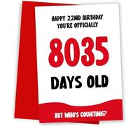 Hey Chimp Funny 22nd Birthday Card - 8035 Days Old | Humorous 22 Year Old Bday Card for Men or Women with a Days-Old Age Joke