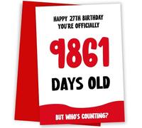 Hey Chimp Funny 27th Birthday Card - 9861 Days Old | Humorous 27 Year Old Bday Card for Men or Women with a Days-Old Age Joke