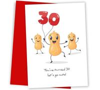 Hey Chimp Funny 30th Birthday Card with Dancing Peanuts, Go Nuts Pun