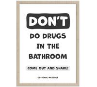 Hey Chimp Funny Bathroom Pictures and Wall Art - Don't do drugs in the Bath Room - Humorous Picture for Guest/Downstairs Bathroom - A3 Wood Frame - 297 x 420mm