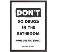 Hey Chimp Funny Bathroom Pictures and Wall Art - Don't do drugs in the Bath Room - Humorous Picture for Guest/Downstairs Bathroom - A3 Black Frame - 297 x 420mm