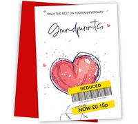 Hey Chimp Funny Grandparents Anniversary Card | Humorous Red Heart Design | Only the Best Wedding Anniversary Card for Grandparents | Blank Inside | UK Made