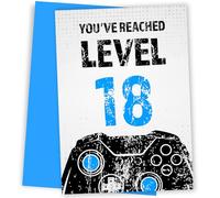 Hey Chimp Gamer 18th Birthday Card - Level 18 | Gaming 18 Year Old Bday Card for Son, Grandson, Nephew, Brother or Friend