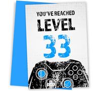 Hey Chimp Gamer 33rd Birthday Card - Level 33 | Gaming 33 Year Old Bday Card for Son, Grandson, Nephew, Brother or Friend