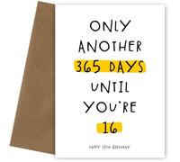 Hey Chimp Happy 15th Birthday Card for Men and Women - Only Another 365 Days Until You're 16" Celebrate Turning 15 Years Old and being Age 15