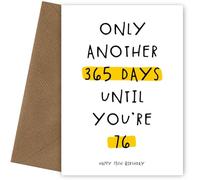 Hey Chimp Happy 75th Birthday Card for Men and Women - Only Another 365 Days Until You're 76" Celebrate Turning 75 Years Old and being Age 75